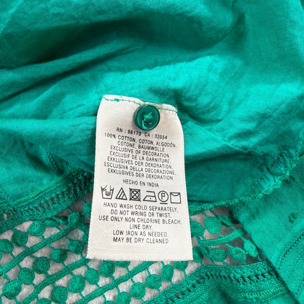 Maeve Anthropologie Green Cotton Swiss Dot Crochet Lace Midi Dress Womens 10 - Picture 4 of 7